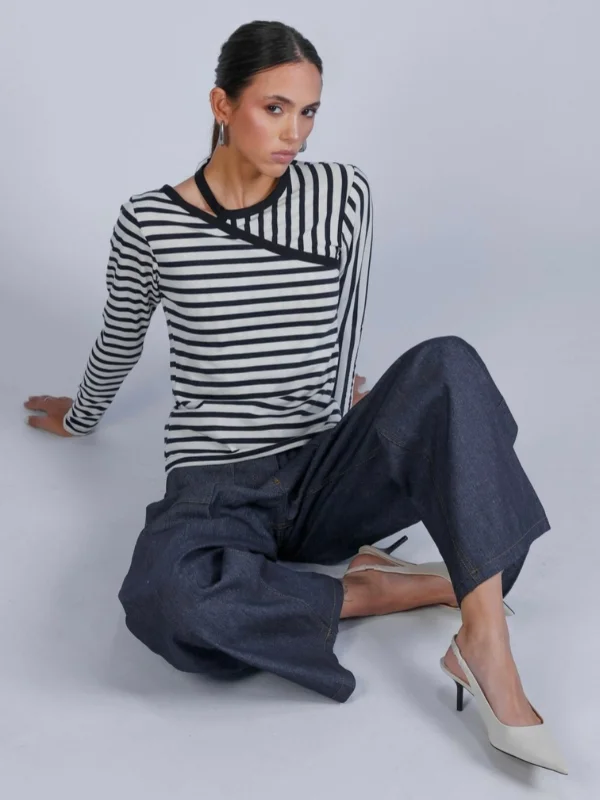 Duo de tops asymétriques à rayures - Louise