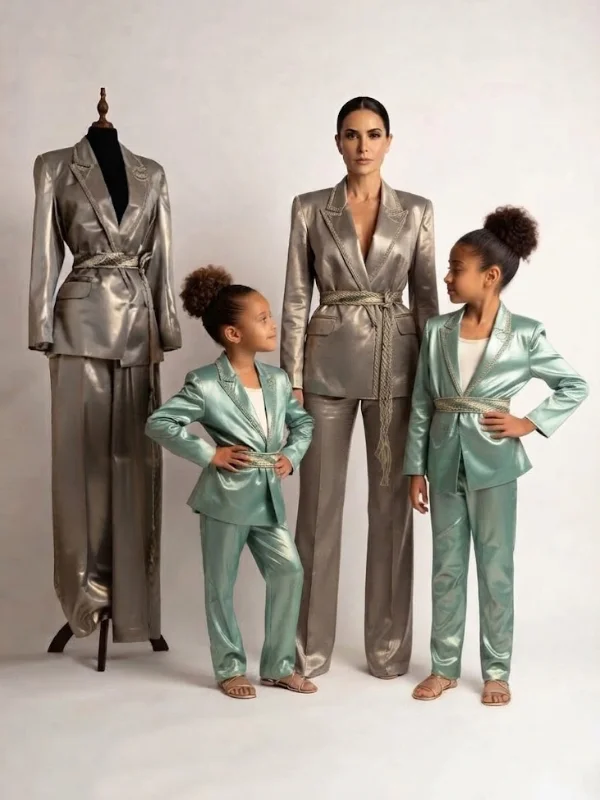 L'élégance miniature, le glamour en héritage. Découvrez l’Ensemble POSH, une création contemporaine et audacieuse pensée pour faire scintiller vos plus beaux moments, disponible en version Matchy-Matchy pour les complicités Maman-Princesse et les duos de sœurs.