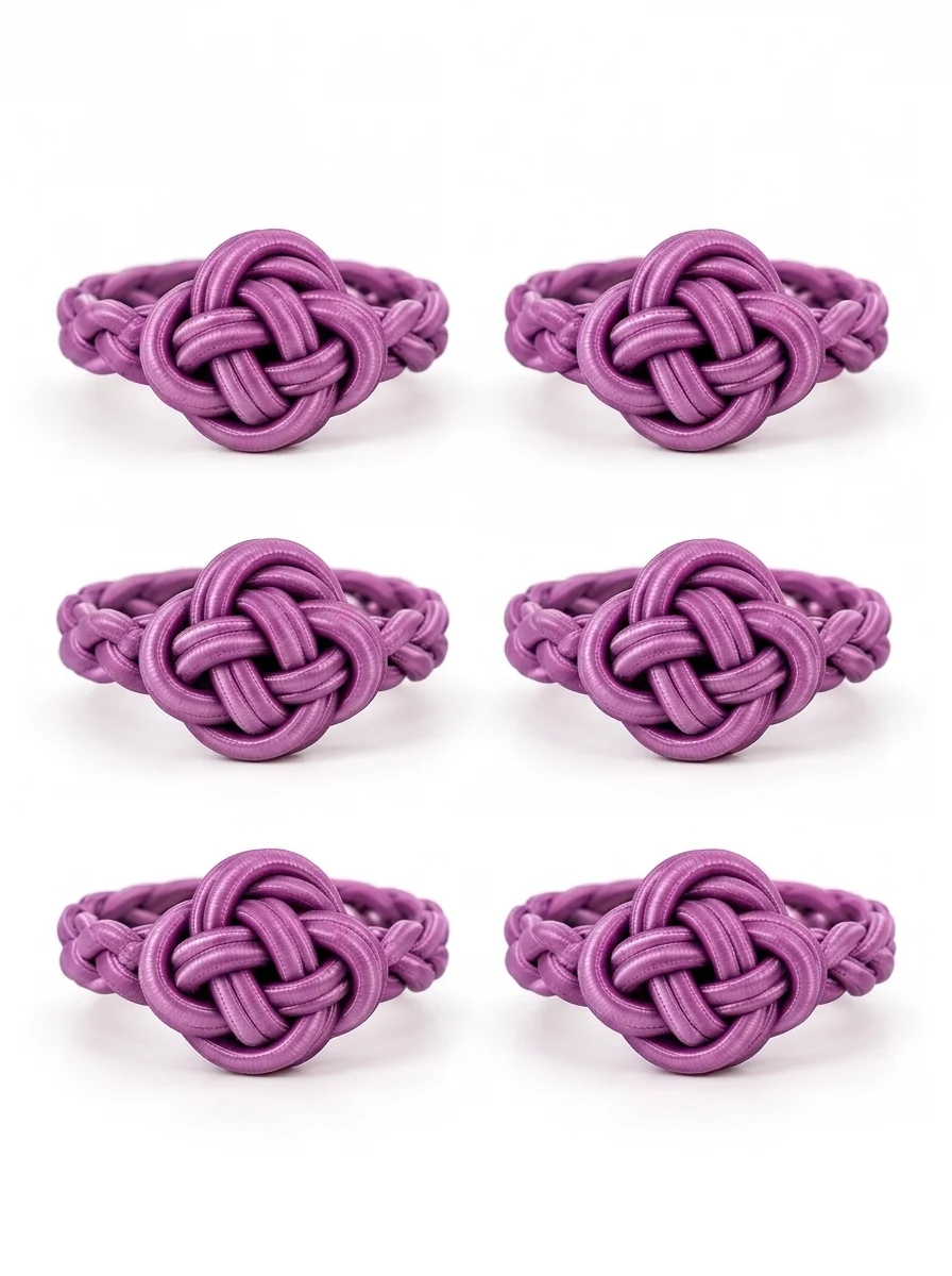 Lot de Six rond de serviettes couleur lilas – Image 3