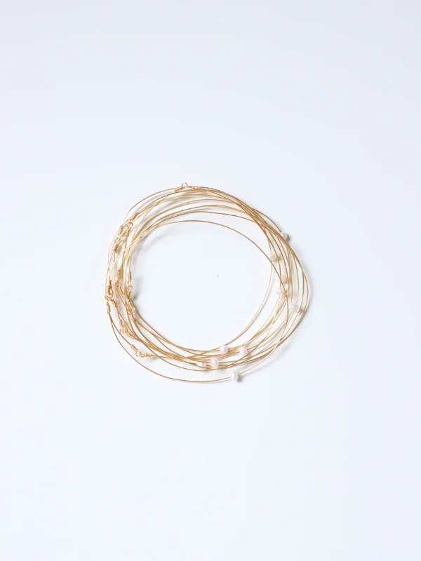 Set de bracelets lili fins perles blanches